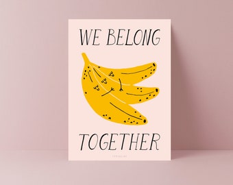 Postkarte / Family / Süße Karte für Familie Freunde zum Geburtstag mit Wortspiel Bananen Illustration Grußkarte Ich liebe dich