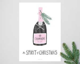 Spirit of Christmas No. 1 / Weihnachten, Geist, Spiritus, Champagner, Typography Art, Kunstdruck Poster, Wall-Art