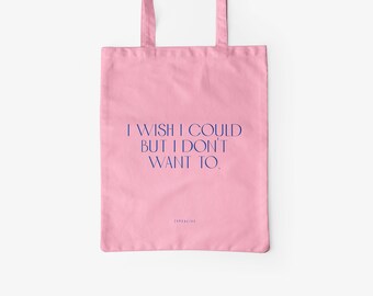 Katoenen tas / I WISH / Eco stoffen tas met lange hengsels, perfect als canvas tas om te winkelen, met een grappig gezegde