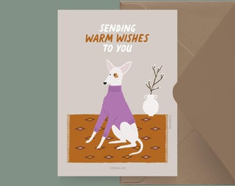 Kerstkaart / Petisfaction "Honden" WARME WENSEN / Kerstkaartenset, grappige kerstkaart met hond, ansichtkaart voor hondenfans