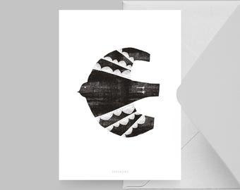 Tarjeta para diversas ocasiones / OFF TO NO. 1 / Postal para muchas ocasiones: saludo, invitación para amigos y familiares, pájaro, gratis, despedida