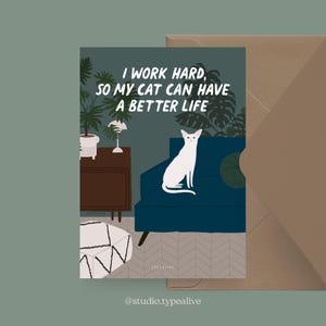 Postcard / Petisfaction "Cats" BETTER LIFE / Postcard set cat, funny greeting card with cat for birthday, postcard for cat fans