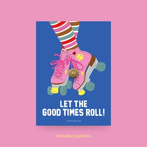 Distintivo / GOOD TIMES ROLL / Spilla sorridente in ottone con biglietto e scritta, come portafortuna, per Natale o come regalo di compleanno