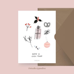 Carte de Noël / COSY TIME NO. 2/ Carte de Noël simple et belle - carte de voeux pour l'Avent pour la famille, les amis et les collègues