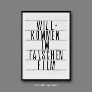 Poster Wall Art / WRONG FILM / Typographic Poster in Cinema Style, for Living Room & Bedroom, Inspirational Art Print