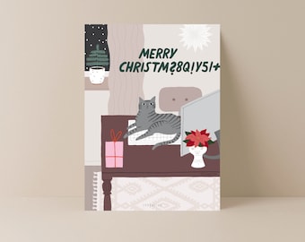 Weihnachtskarte / C013 Merry Christmxyz / lustige Karte zu Weihnachten mit Katze für Katzenhalter Freunde Familie Geschenk witziger Spruch