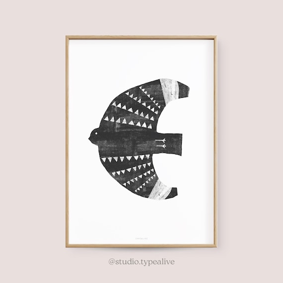 Poster Wandbild / OFF TO NO. 3 / Vogel, frei sein und fliegen in die Welt, als Wohnzimmer Deko, Einweihungsgeschenk, zur Reise, Abschied