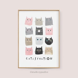 Manifesto murale / CERTIFICAZIONE N. 1 / Poster di gatti, come decorazione per il soggiorno, regalo di inaugurazione della casa, stampa artistica, come regalo, per le mamme di gatti
