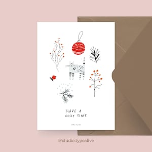 Carte de Noël / COSY TIME NO. 1/ Carte de Noël simple et belle - carte de voeux pour l'Avent pour la famille, les amis et les collègues