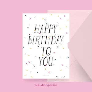Carte d'anniversaire / JOYEUX ANNIVERSAIRE / Belle carte d'anniversaire avec enveloppe et inscription – Parfait pour un 30e ou 40e anniversaire, confettis