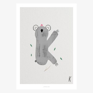 Poster Wandbild / ABC Kids K / ABC Poster, Tier Alphabet, Buchstaben, Kinderzimmer Poster, Wanddeko Kinderzimmer, Kunstdruck, als Geschenk