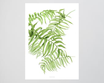 Tropical No. 1 / Palm Trees, Leafs, Green, Typography Art, Kunstdruck Poster, Wall-Art