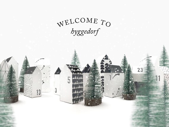 Advent Calendar / HYGGEDORF / DIY Houses Made of Paper to Fold Advent  Calendar to Fill Children Simple, Black and White Christmas Decorations -  Etsy