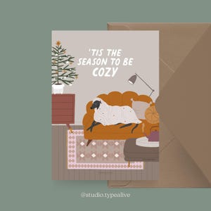 Tarjeta de Navidad / Petisfaction "Dogs" COZY SEASON / Juego de tarjetas de Navidad, divertida tarjeta de Navidad con perro, postal para los amantes de los perros