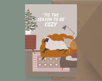 Kerstkaart / Petisfaction "Honden" GEZELLIG SEIZOEN / Kerstkaartenset, grappige kerstkaart met hond, ansichtkaart voor hondenfans