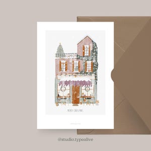 Carte de Noël / MAGASINS D'HIVER NO. 4/ Carte de Noël simple et belle - carte de voeux pour l'Avent pour la famille, les amis et les collègues