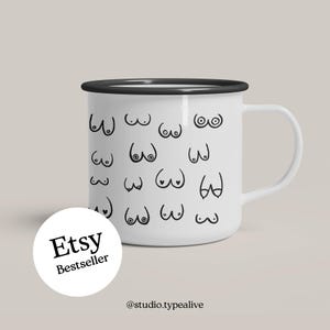 Enamel mug / BOSS FRIENDS / Funny Boobie Mug – Funny outdoor mug, gift for mom, bosom friend, for Christmas, for campers