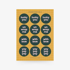 FOGLIO ADESIVO N. 6 / Bellissimo set di adesivi A6, per compleanni, matrimoni e anniversari – 12 adesivi decorativi con frasi, per abbellire