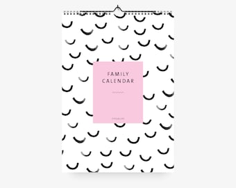 Family calendar / BLACK & WHITE / DIN A3, appointment planner for the family, with 5 columns, also as wall calendar, simple and Scandinavian