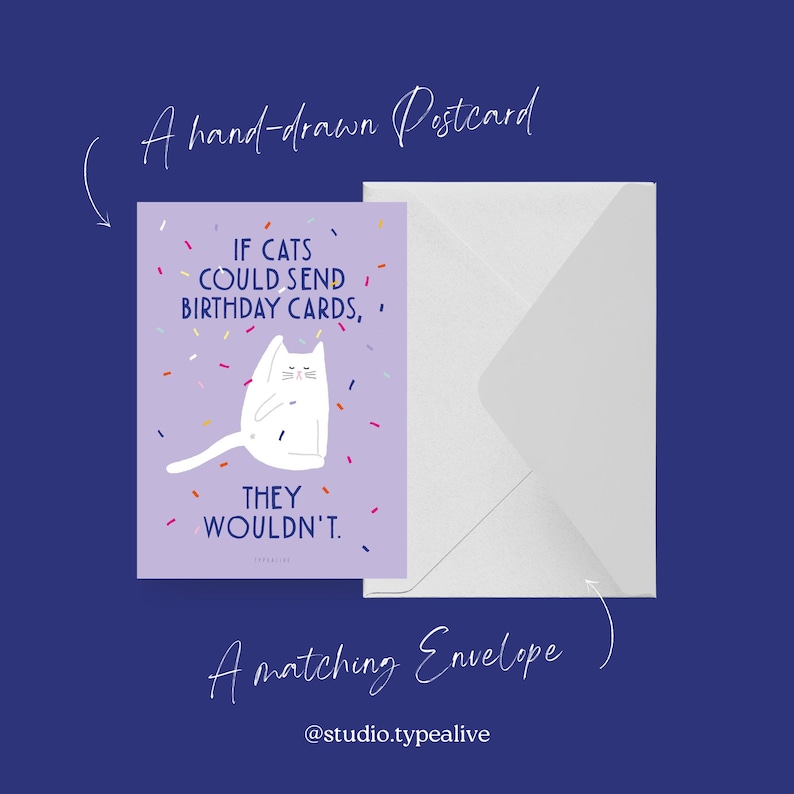 Geburtstagskarte / BIRTHDAY CAT NO. 1 / Lustige Geburtstagskarte mit Katze – Witzige Postkarte mit Umschlag, perfekte Grußkarte für Cat Mums Bild 3