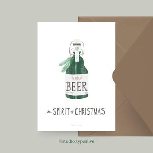 Cartão de Natal / ESPÍRITO NATAL NO. 3 / Postal engraçado de Natal com um ditado engraçado, cerveja - para amigos, familiares, colegas