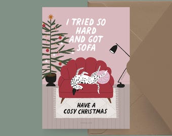 Kerstkaart / Petisfaction "Honden" KERSTBANK / Kerstkaartenset, grappige kerstkaart met hond, ansichtkaart voor hondenfans