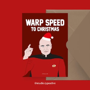 Tarjeta de Navidad / WARP SPEED "Navidad" / Postal divertida para Navidad con un dicho divertido para Trekkies - para amigos, familia, papá