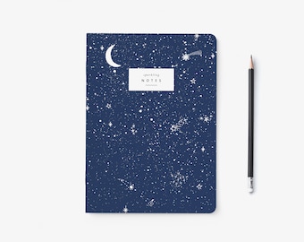 Notebook / MOON AND STARS / Envelope with moon and stars, perfect as a gift for the girlfriend or mom, also planner or sketchbook