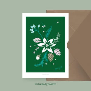 Carte de Noël / DIEU JUL NO. 3/ Carte de Noël simple et belle - carte de voeux pour l'Avent pour la famille, les amis et les collègues