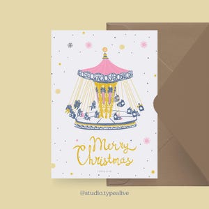 Carte de Noël / CARROUSEL DE NOËL / Carte simple et belle pour Noël - carte de vœux pour l'Avent pour la famille, les amis et les collègues
