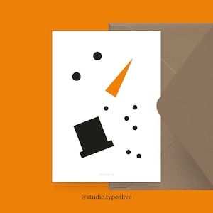 Tarjeta de Navidad / MUÑECO DE NIEVE / Tarjeta sencilla y bonita para Navidad con muñeco de nieve - tarjeta de felicitación de Adviento para familiares, amigos y compañeros