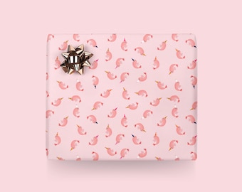 Papel de regalo / FIESTA CAMARÓN / Hojas de regalo rosa con gambas, para Navidad, boda, cumpleaños - packaging exclusivo para regalo