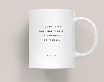 Kubek ceramiczny / MORNING PEOPLE / Personalizowany kubek z zabawnym napisem – Idealny prezent dla mamy, taty, na urodziny