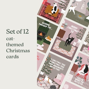 Ensemble de cartes de Noël / SET de 12 Petisfaction « Chats » / Cartes amusantes pour Noël avec des chats, parfaites pour les fans de chats, les amis et la famille