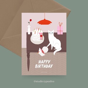 Carte d'anniversaire / Petisfaction "Chats" JOYEUX ANNIVERSAIRE / Ensemble de cartes postales chat, carte d'anniversaire amusante avec chat, carte postale pour les fans de chats image 2