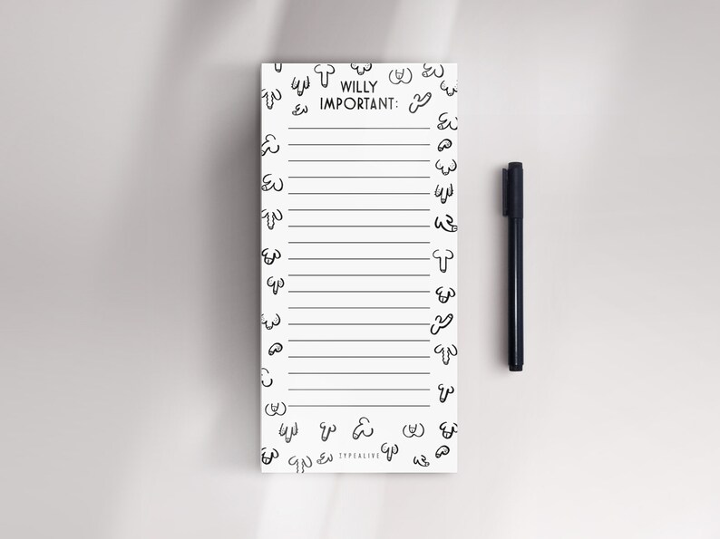 Notepad narrow / WILLY IMPORTANT / Task List, Daily Goals, Shopping