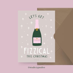 Cartolina di Natale / FIZZICAL / Cartolina divertente per Natale con champagne e frase divertente - per amici, famiglia, colleghi