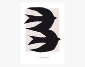 Voyageurs No. 2 Poster Vögel Kunst schwarz weiß Art Print Minimalistischer Druck im Scandi Stil Geschenk zum Geburtstag Reisen Zugvögel
