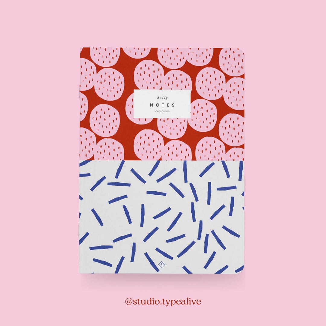 Notebook Sticker Tabs Rounded Corners Notebook / PATTERN NO. 1 / Notebook A5 Blank, With Pattern, Rounded ...
