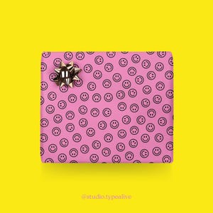 Carta da regalo / SMILEY NO. 2 / Fogli regalo rossi con faccine per Natale, matrimonio, compleanno – confezione regalo esclusiva