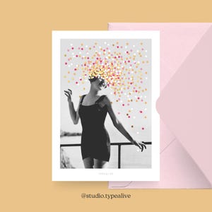 Tarjeta para varias ocasiones / INSPÍRAME / Postal para muchas ocasiones - como saludo o invitación para amigos y familiares, confeti, inspiración