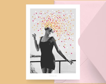 Card for various occasions / INSPIRE ME / Postcard for many occasions – as a greeting or invitation for friends and family, confetti, inspiration