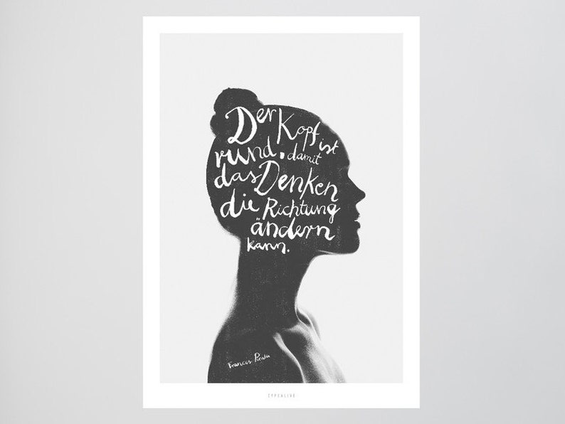Fine Art-Print Think Francis Picabia Premium Poster Denken Head Minimal Poster Art Kunstdruck Poster Typography Art Wall-Art