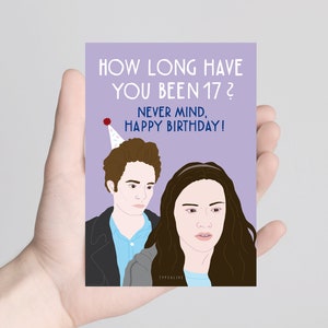 Geburtstagskarte / How Long / lustige Vampir Karte zum Geburtstag mit Edward und Bella mit witzigem Spruch zum 30 oder 40 sten Geburtstag Bild 3