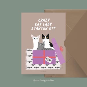 Weihnachtskarte / Petisfaction "Cats" CHRISTMAS KIT / Weihnachtskarten Set, lustige Weihnachtskarte mit Katze, Postkarte für Katzenfans