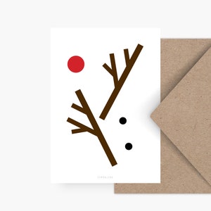 Carte de Noël / RUDOLPH / Carte de Noël simple et belle - carte de vœux pour l'Avent pour la famille, les amis et les collègues