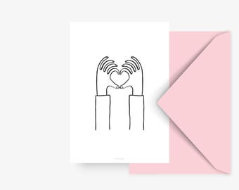 Postkarte Heart You / Valentin, Liebe, Typography Art, Kunstdruck, Grußkarte