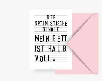 Postcard Single / Heart, Quote, Fun, Feelings, Valentin, Love, Typography Art, Greeting Card, Artprint