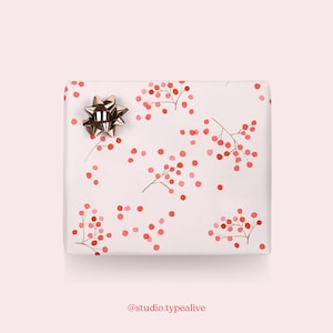 Carta da regalo / BACCHE N. 1 / Fogli regalo ai frutti rossi per Natale, matrimonio, compleanno - Confezione regalo esclusiva