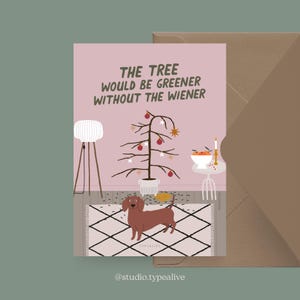 Kerstkaart / Petisfaction "Honden" WIENER / Kerstkaartenset, grappige kerstkaart met hond, ansichtkaart voor hondenfans
